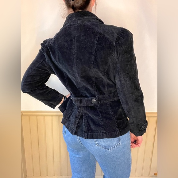 St. Johns Bay Corduroy Jacket Black Cotton Three Button Vintage Women’s Sz PXL - Picture 8 of 11